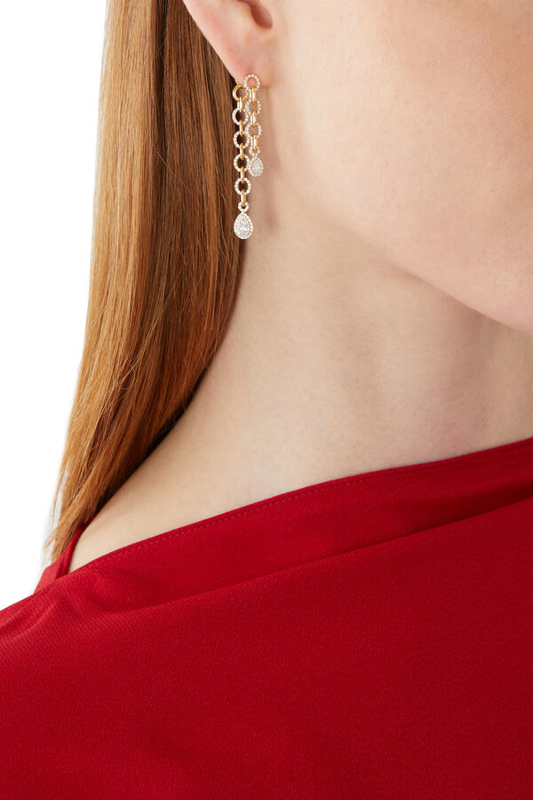 Drop Chain Earrings, 18K Yellow Gold & Diamonds