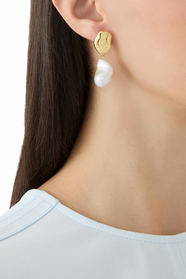 The Marusia Earrings, 18k Gold-Plated Brass & Baroque Pearls