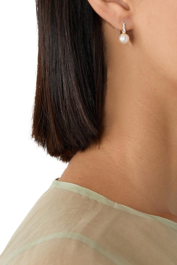 Bianca Pearl Huggie Hoop Earrings