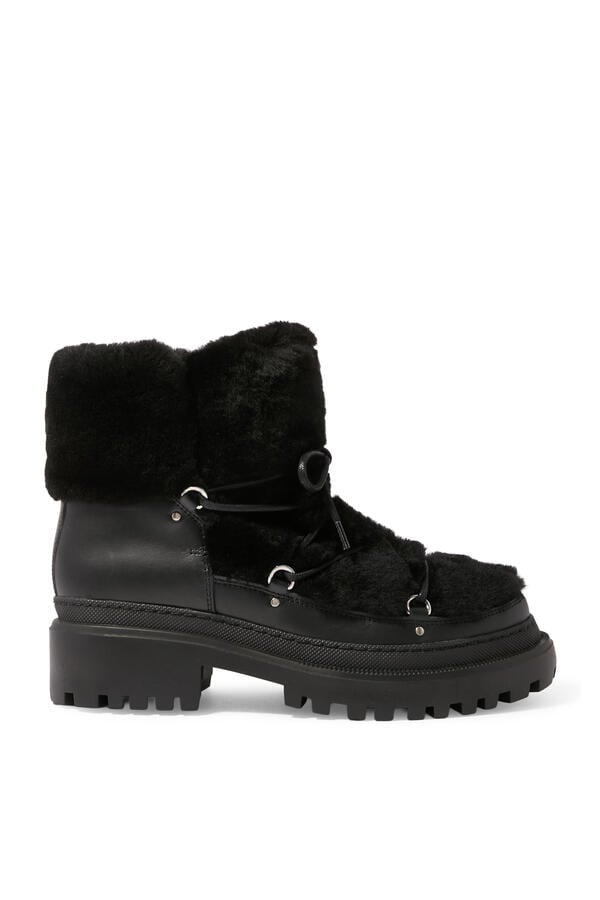  Lace-up Mid-Length Shearling Boots