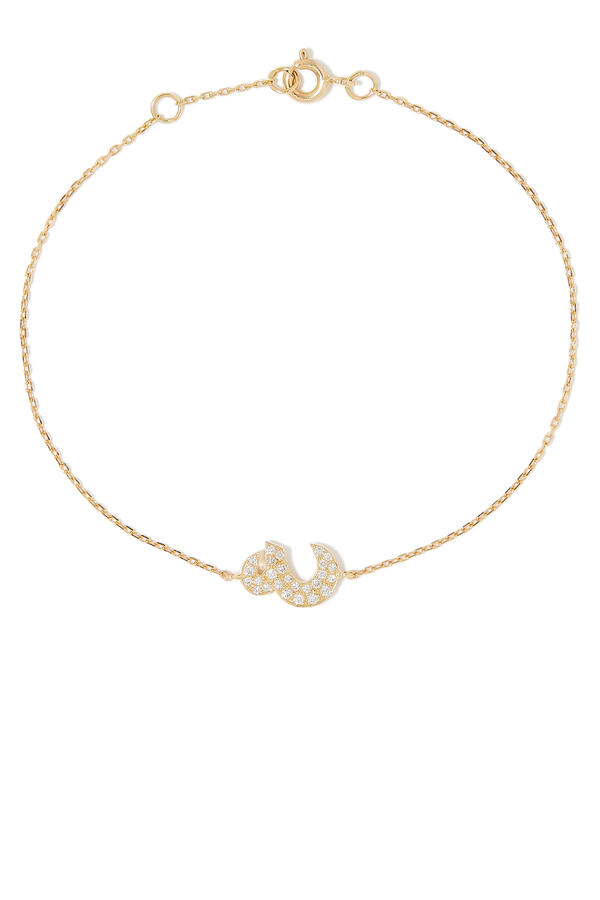 Oula Ein XS Letter Bracelet, 18k Yellow Gold with Diamonds