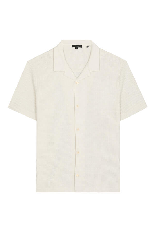 Macro-Waffle Cotton-Blend Cabana Shirt