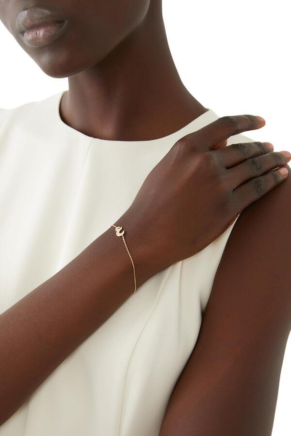 Oula Ein XS Letter Bracelet, 18k Yellow Gold with Diamonds
