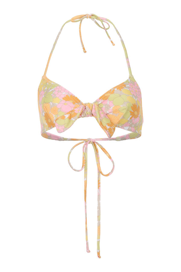 Sun-Bleached Flower-Print Bikini Top