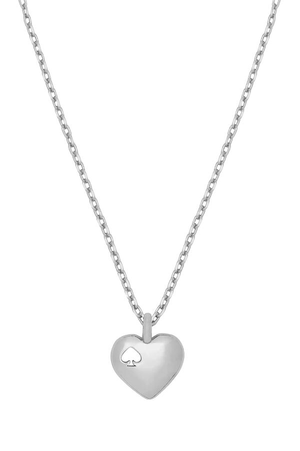 Heart and Spade Pendant Necklace, Cubic Zirconia & Brass