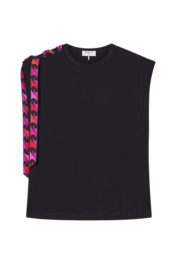 Viscose T-Shirt with Silk Ribbon