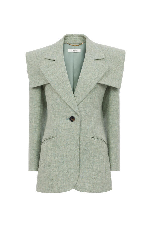  Single-Breasted Tailored Jacket in Chiné Wool