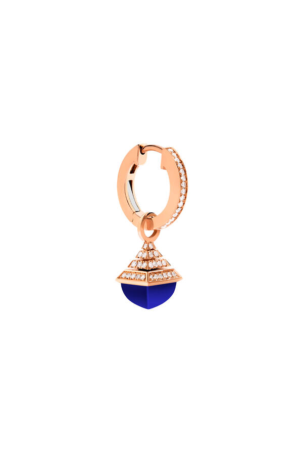  Cleo Rev Mini Drop Earrings, 18K Rose Gold with Diamonds and Lapis Lazuli 