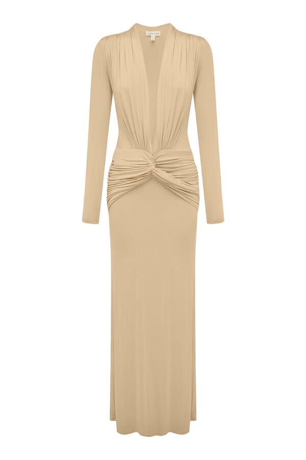 Miro Slinky Jersey Plunged Maxi Dress
