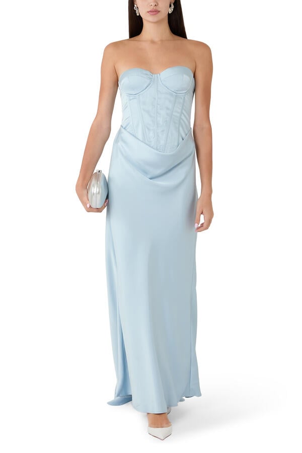  Satin Corset Maxi Dress