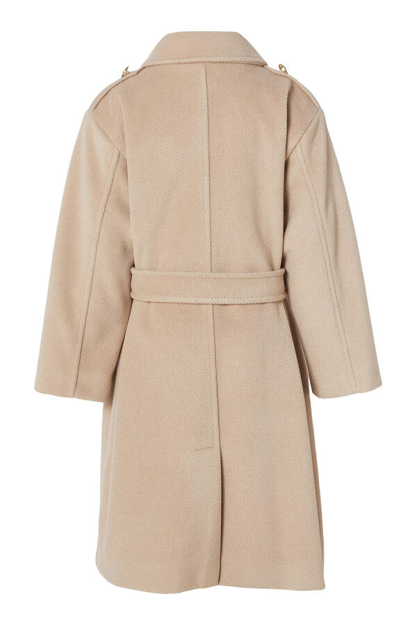 Kids Double-Breasted Diagonal Cloth Coat with Belt and Lapels 