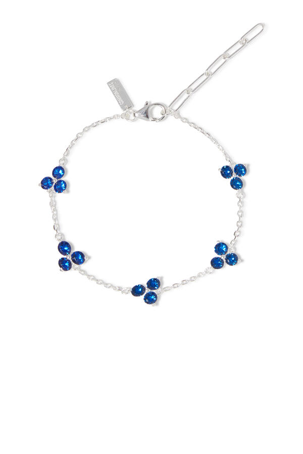 Como Link Bracelet, .925 Sterling Silver & Round cut 5A Sapphire Cubic Zirconia