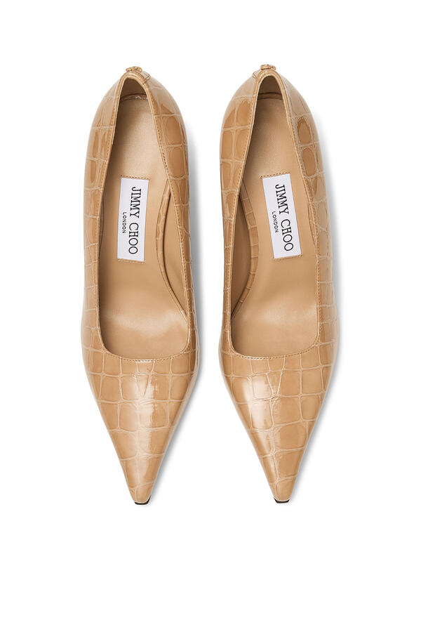 Ixia 80 Croc Embossed Leather Pumps