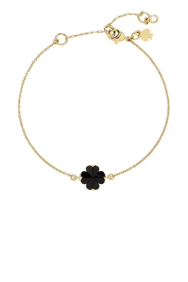 Spade-Shaped Flower Charm Solitaire Bracelet