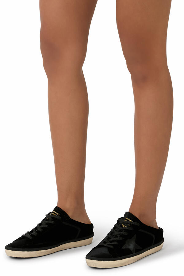 Women’s Super-Star Sabots in Velvet with a Leather Star and Micro-Glitter
