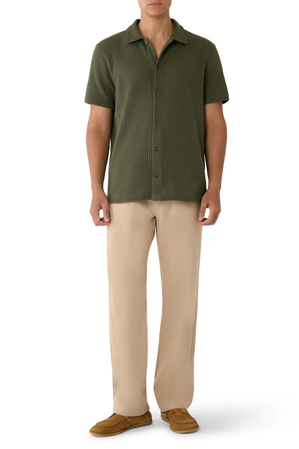 Pointelle Cotton-Blend Button-Front Shirt 