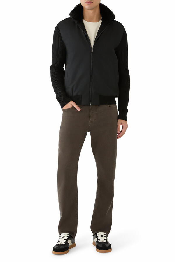 Knit Hybrid Bomber Shearling