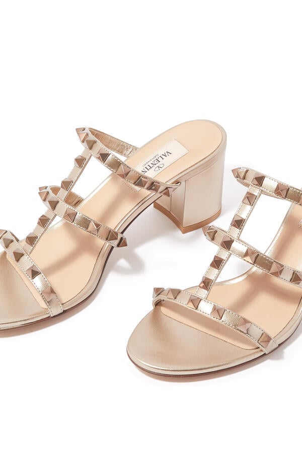 Rockstud 60 Metallic Mules