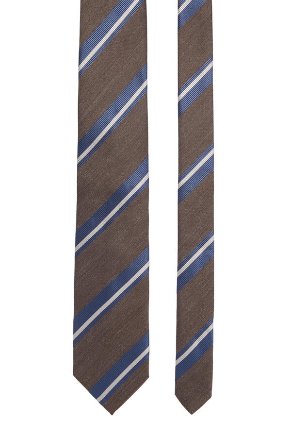 Striped Woven Shantung Silk Tie 