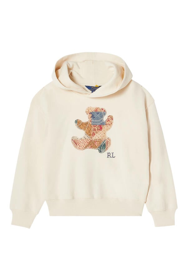 Kids Patchwork Polo Bear French Terry Hoodie