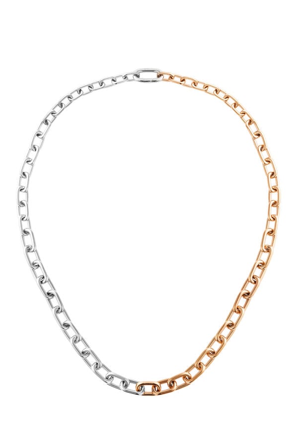 Contrast Link Necklace, Stainless Steel