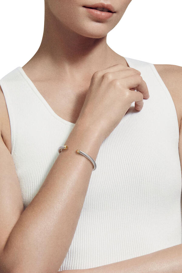 Classic Cable Bracelet, Sterling Silver, 14k Yellow Gold & Citrine