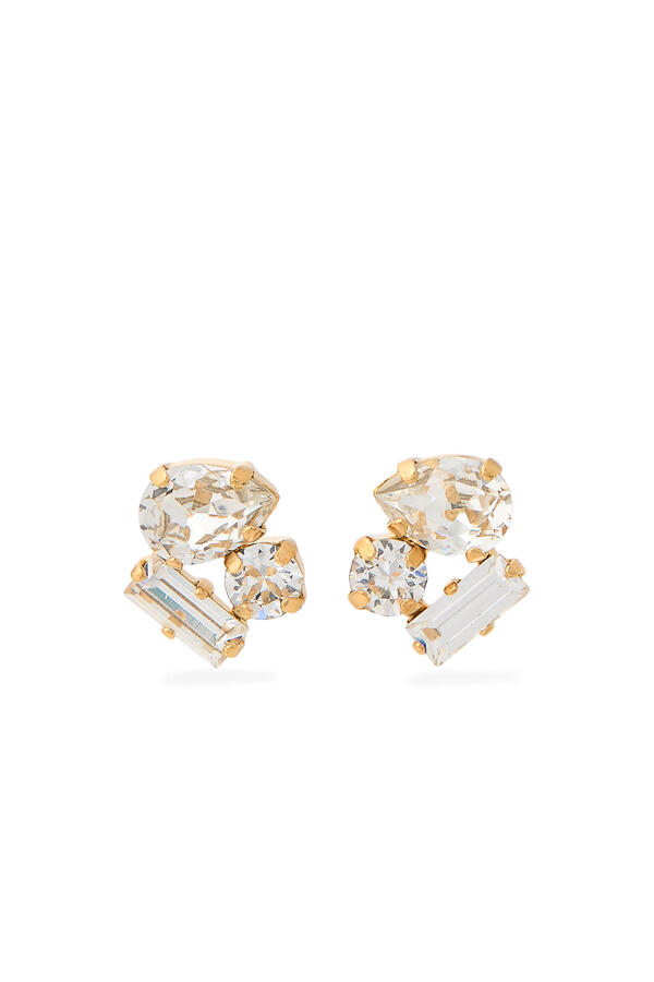 Isa Stud Earrings, Rhodium & Crystals
