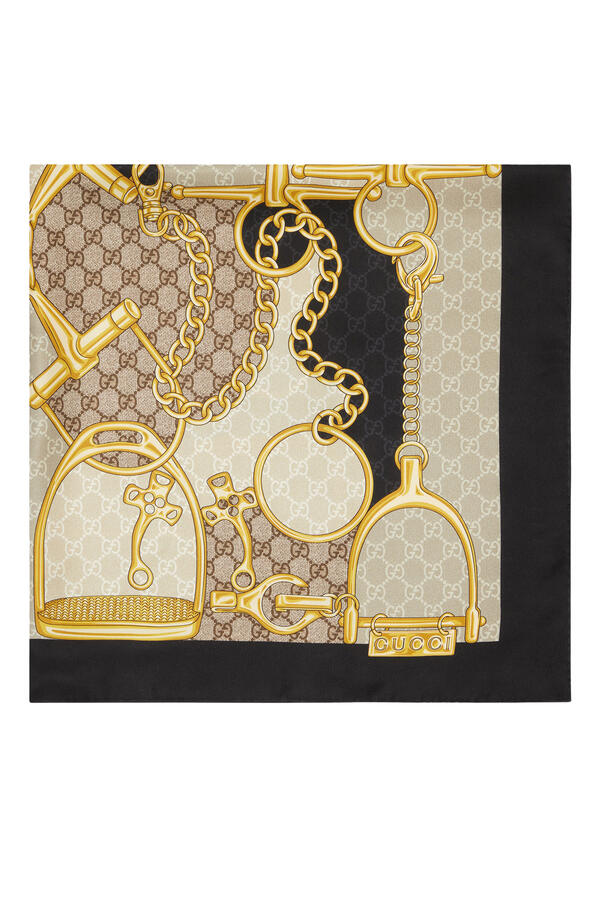 GG Horsebit Silk Scarf
