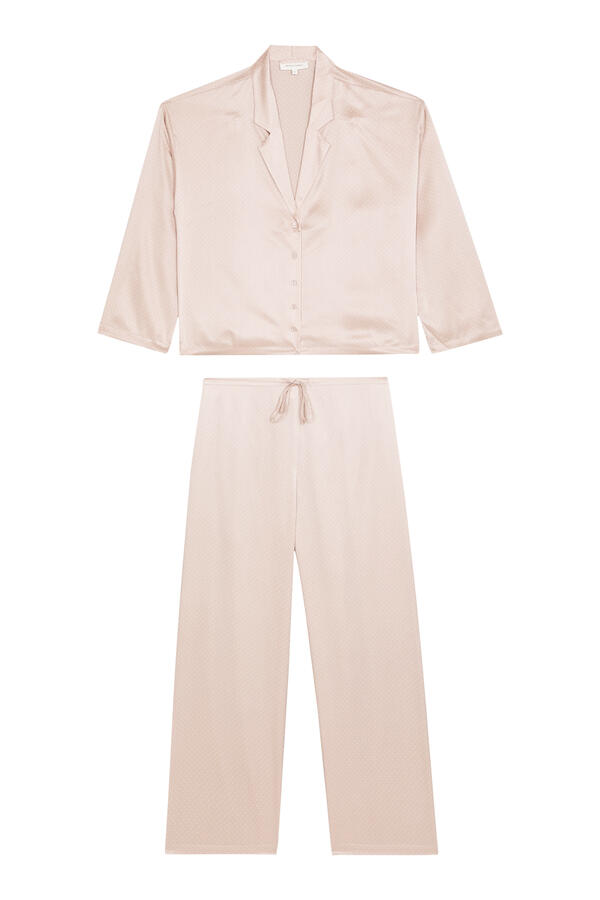 Silk Dot Drop Shoulder Pajama Set 