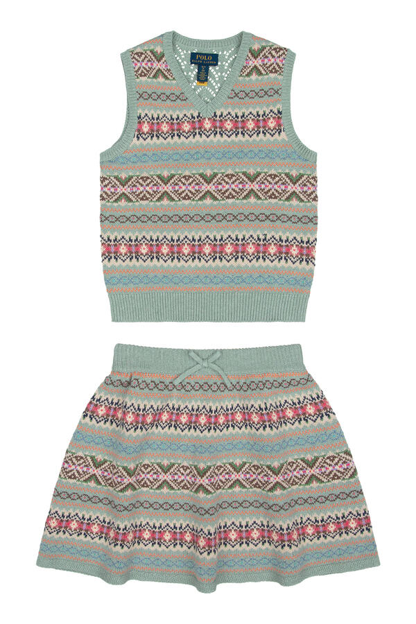 Kids  Fair Isle Sleeveless Jumper & Skirt Set 