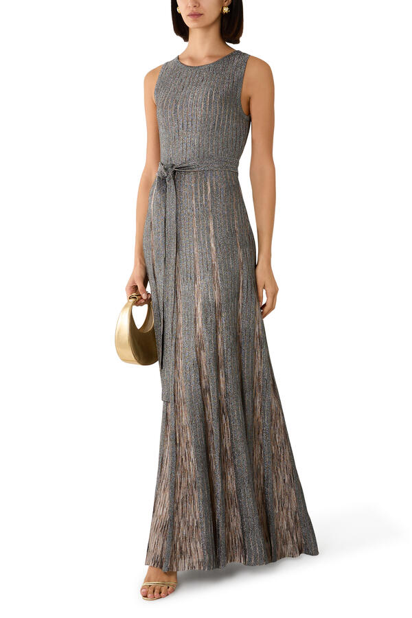  Partialized Sleeveless Belted Maxi Dress