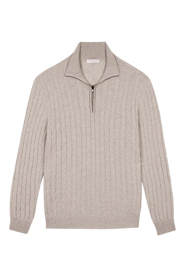 Cable Knit Zip-Up Jumper