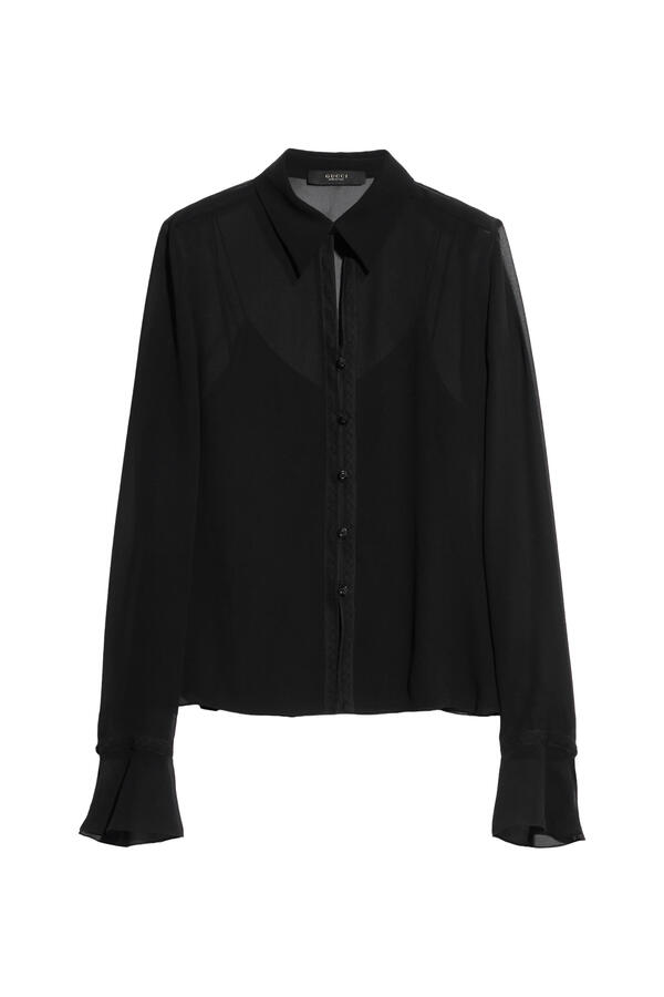 Lace Trim Georgette Shirt