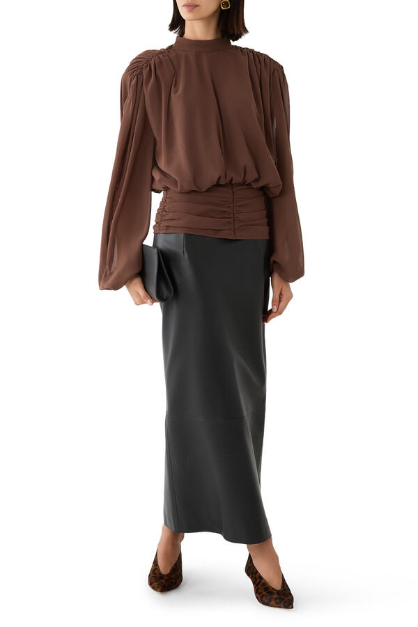 Pleated Long Sleeves Blouse