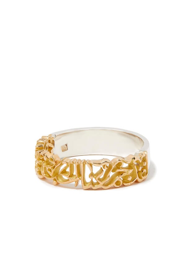 Three Quarter Love Ring, Sterling Silver, 18k Gold & Diamond
