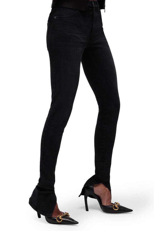 Washed Cotton Denim Skinny Pants
