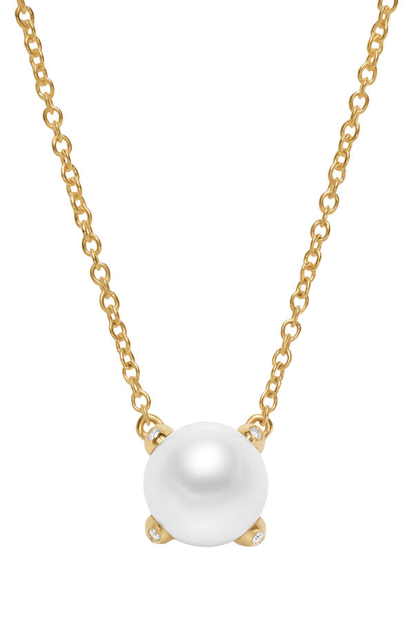  قلادة بيرل كلاسيكس مرصعة بماس ولؤلؤ، ذهب أصفر عيار 18