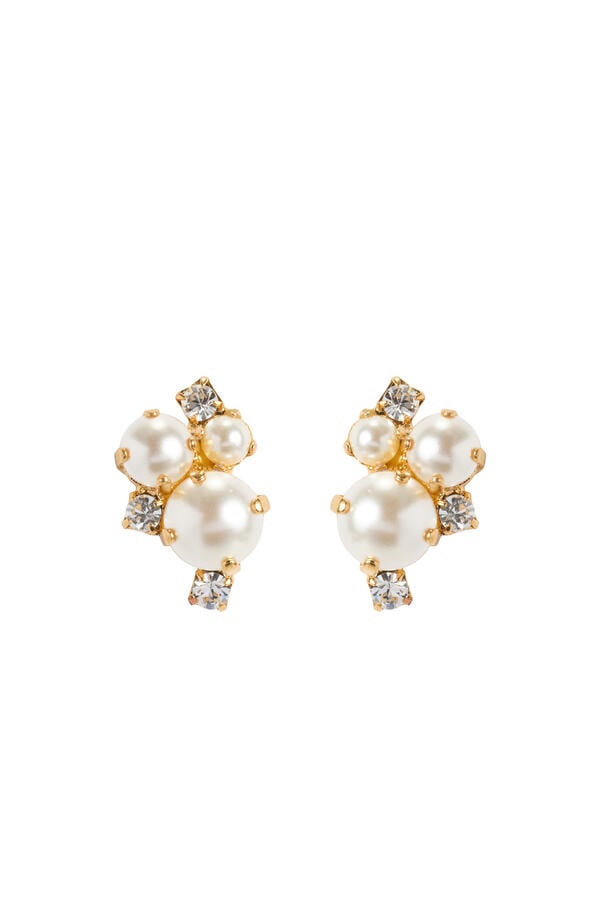 Molly Earrings, 18K Gold-Plated Brass, Pearl & Swarovski® Crystals 