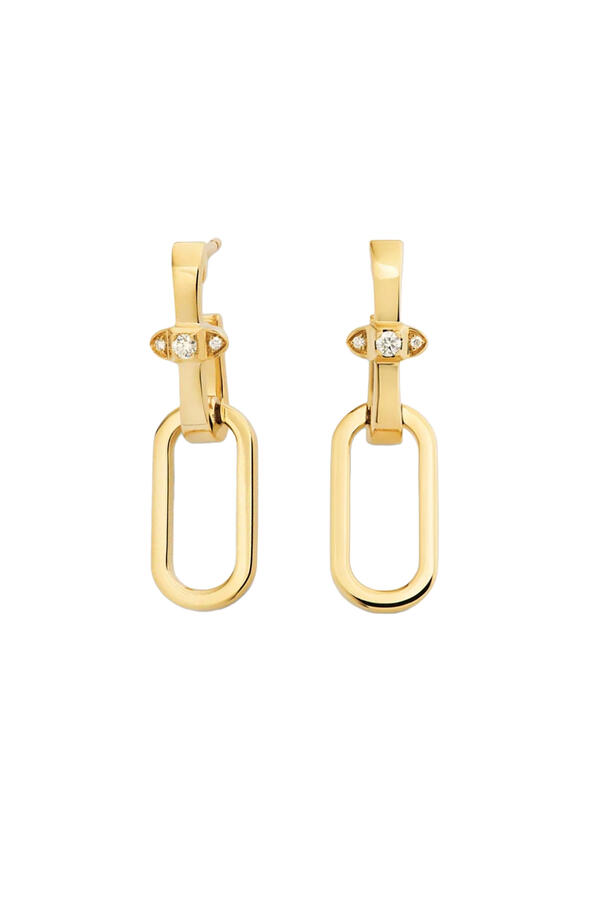 Tip-Top Link Drop Earrings, 18K Yellow Gold with Diamonds