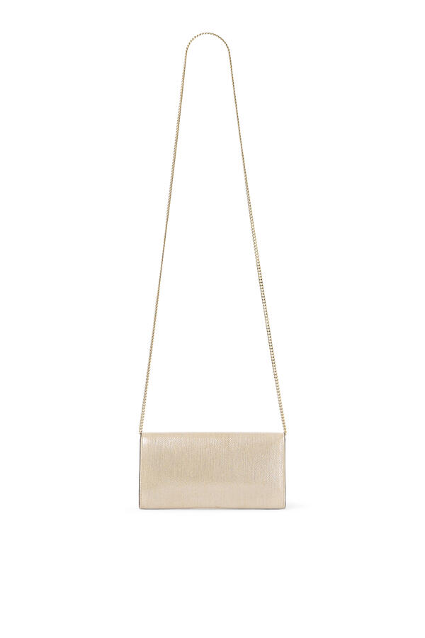 Emmie Metallic Linear Leather Clutch