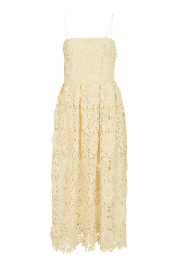 3D Lace Flared Midi Dress