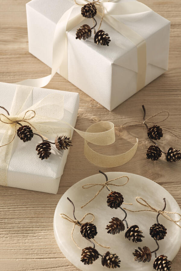Frosted Pine Cone Toppers - Set of 6
