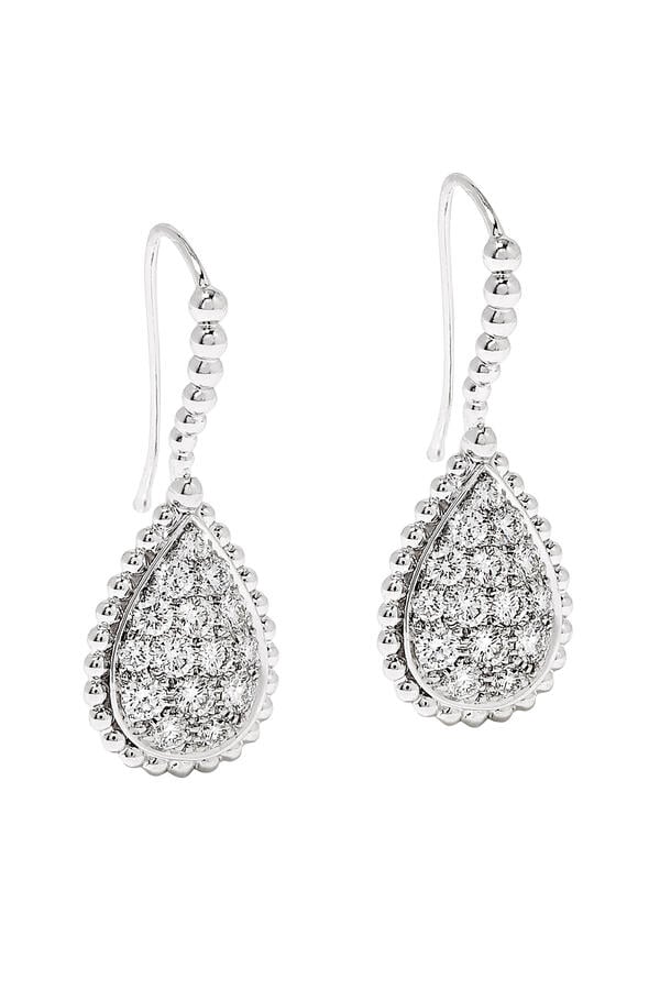 Serpent Bohème M Motif Sleepers Earrings, 18k White Gold & Diamonds