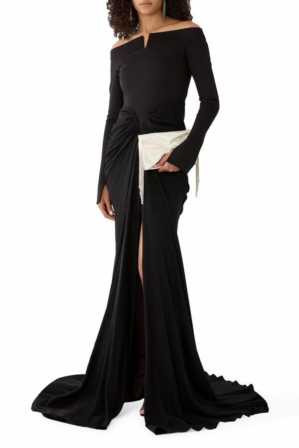 Crystal Fringes Bow Clutch 