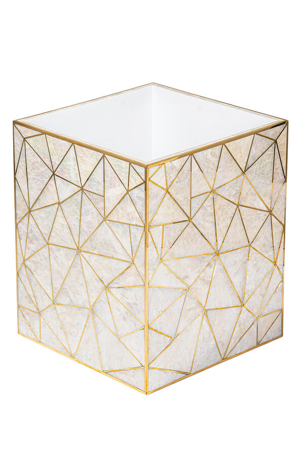 Crackled Mother of Pearl Shell Waste Bin