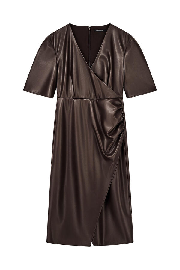 Wrap Front Rib Details Dress