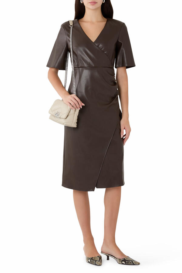 Wrap Front Rib Details Dress