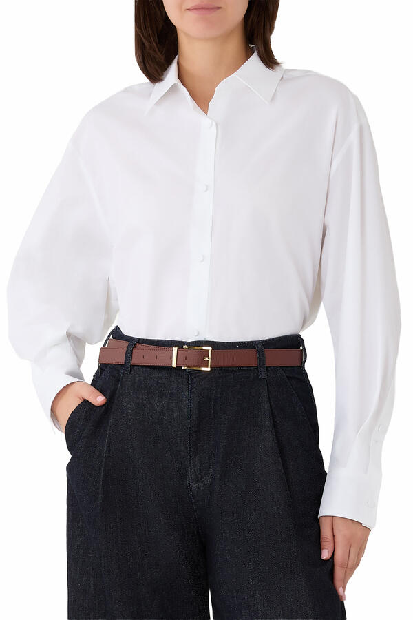 Textured Leather Tongue Belt 