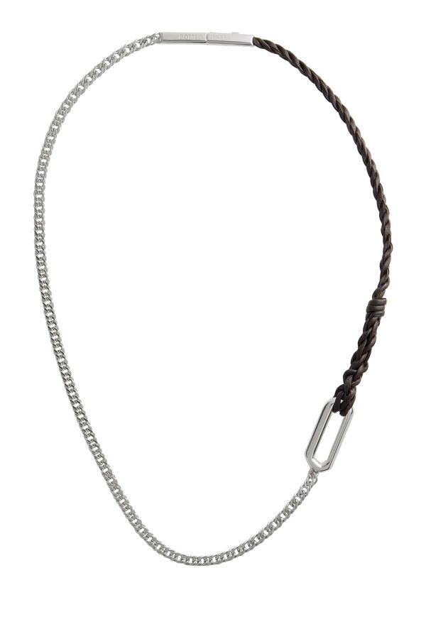 Rope Chain Necklace, Sterling Silver & Nappa Leather
