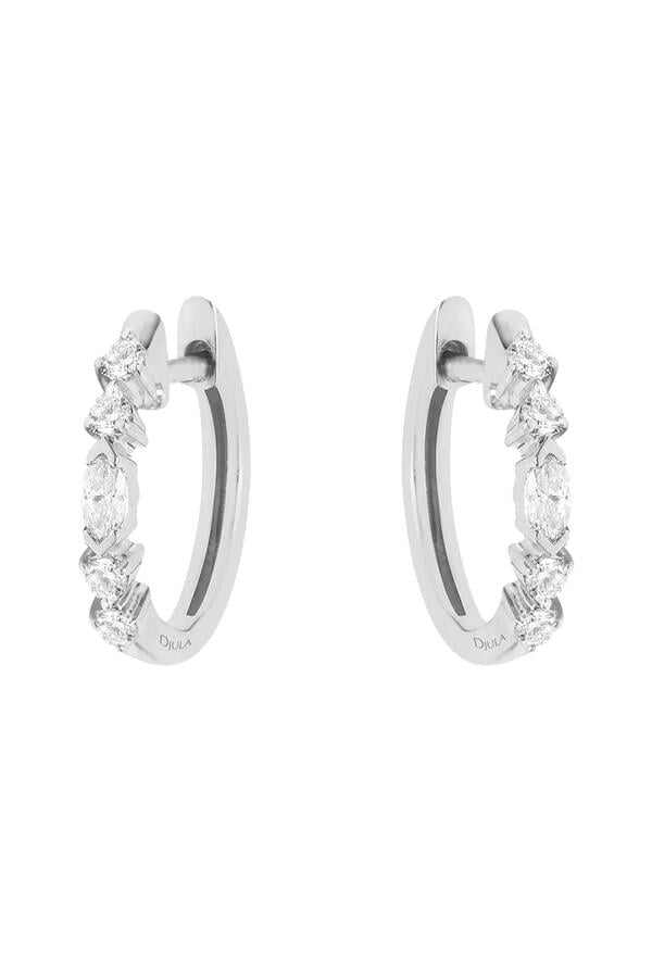 Fairytale Hoop Earrings, 18K White Gold & Diamonds